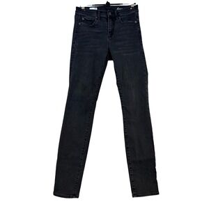Gap 1969 Resolution Slim Straight Jeans Womens 27r Black Faded Denim Pants Indie